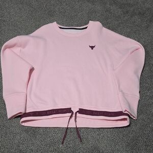 Under Armour Project Rock Sweatshirt Womens XL Pink Crewneck Pullover